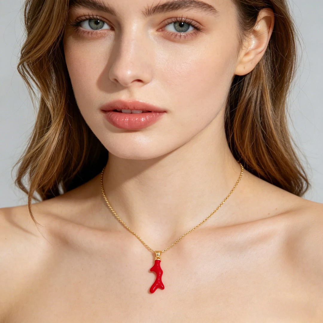 Wholesale Ocean Marine Pendant Necklace Gold Plated Copper Zircon Seashell Mermaid Tail Jewelry Accessory
