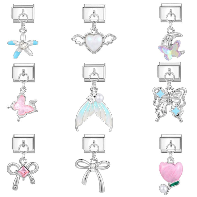 Wholesale Italian Charm Bracelet 9mm DIY creative steel color dream pendant  Creative Stainless Steel Composable Bracelet