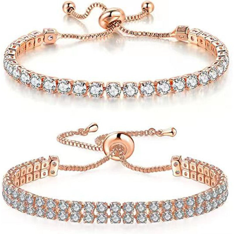 Wholesale White Zircon Tennis Pulling Bracelet Set
