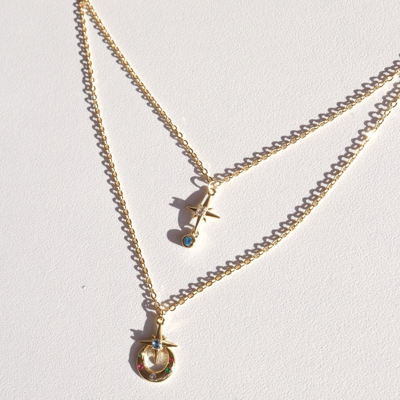 Wholesale Shining Star Party Star and Moon Zircon Necklace