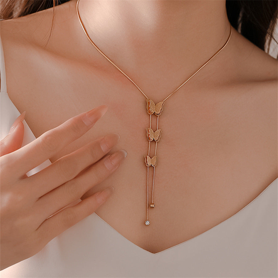 Wholesale Butterfly Necklace 18k Gold Plated Necklace Light Luxury Necklaces Titanium Steel Necklace ACC-NE-TaiYu001