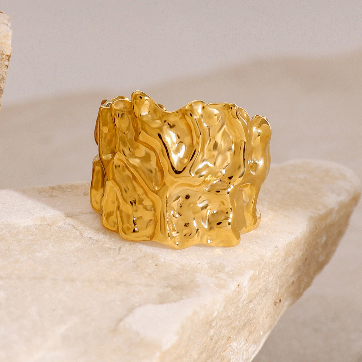 Wholesale Stainless Steel Exaggerated Opening Ring18k Gold Jewelry