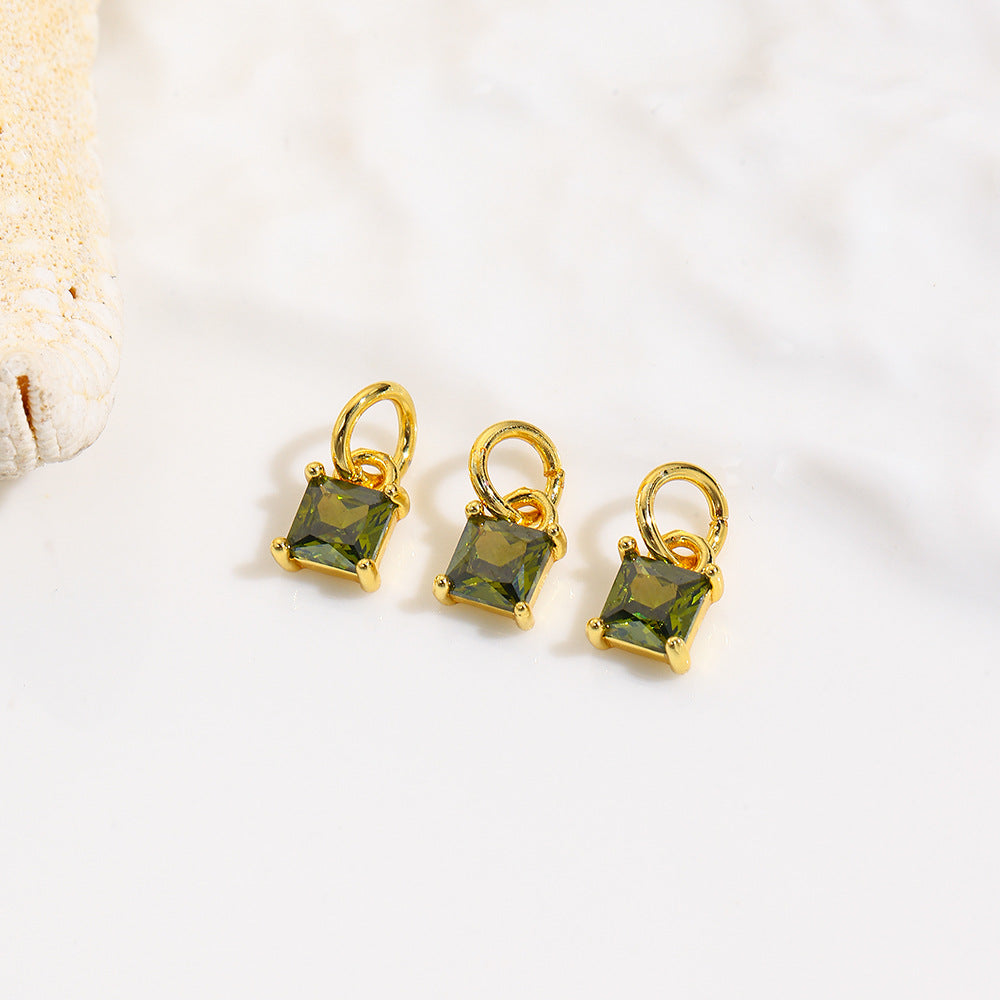 Wholesale Geometric square colored zircon small pendant