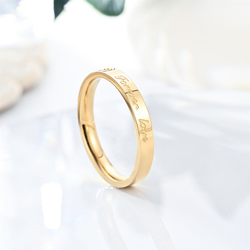 Wholesale  Titanium Steel Electroplated 18k Diamond Ring Love English Couple Ring