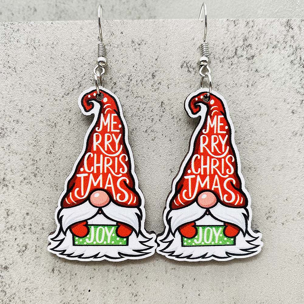Wholesale Christmas Bell Gingerbread Man Lantern Dwarf Wood Earrings ACC-ES-ChenY087