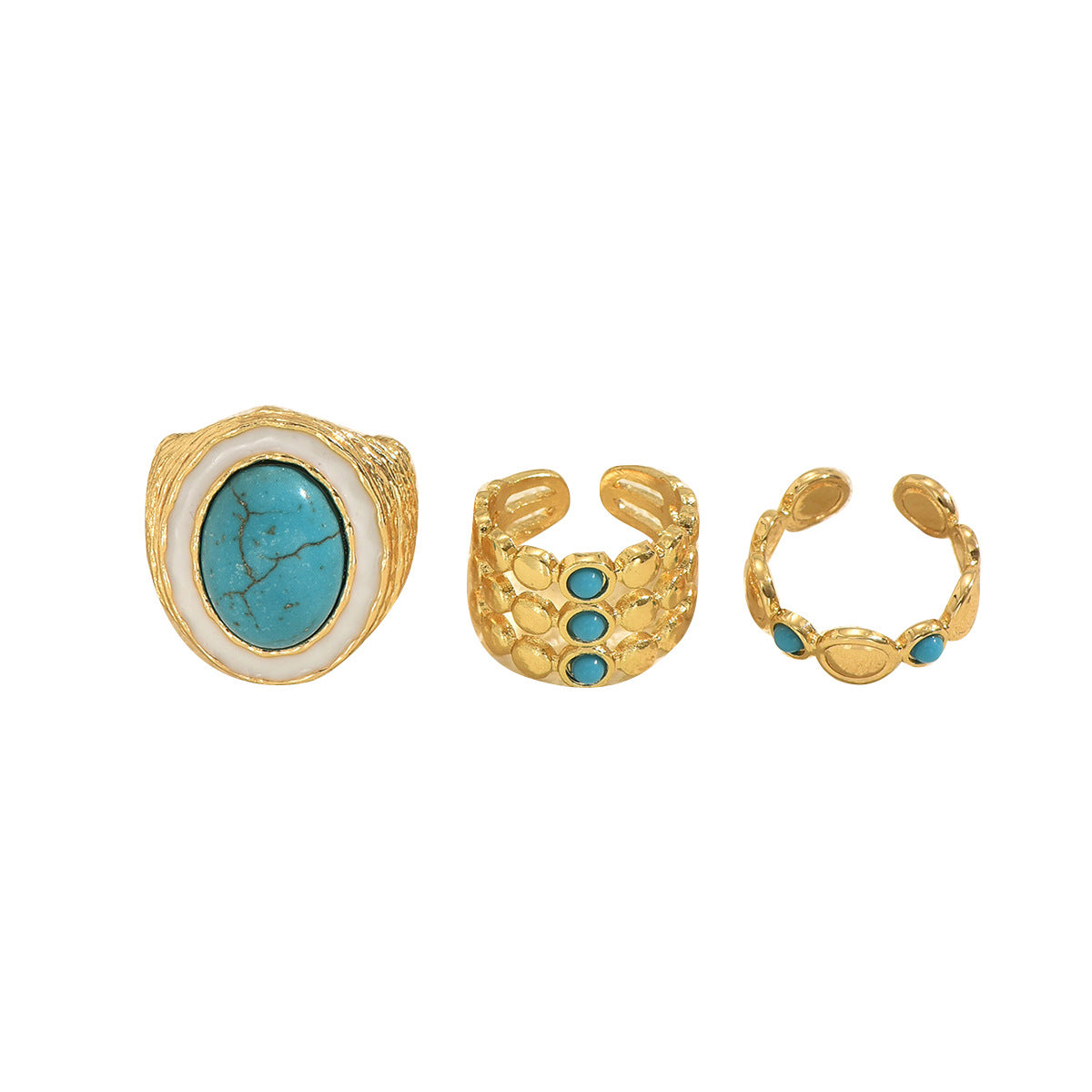 Wholesale Vintage Geometric Turquoise Open Ring - Fashion Jewelry Accessory for Women