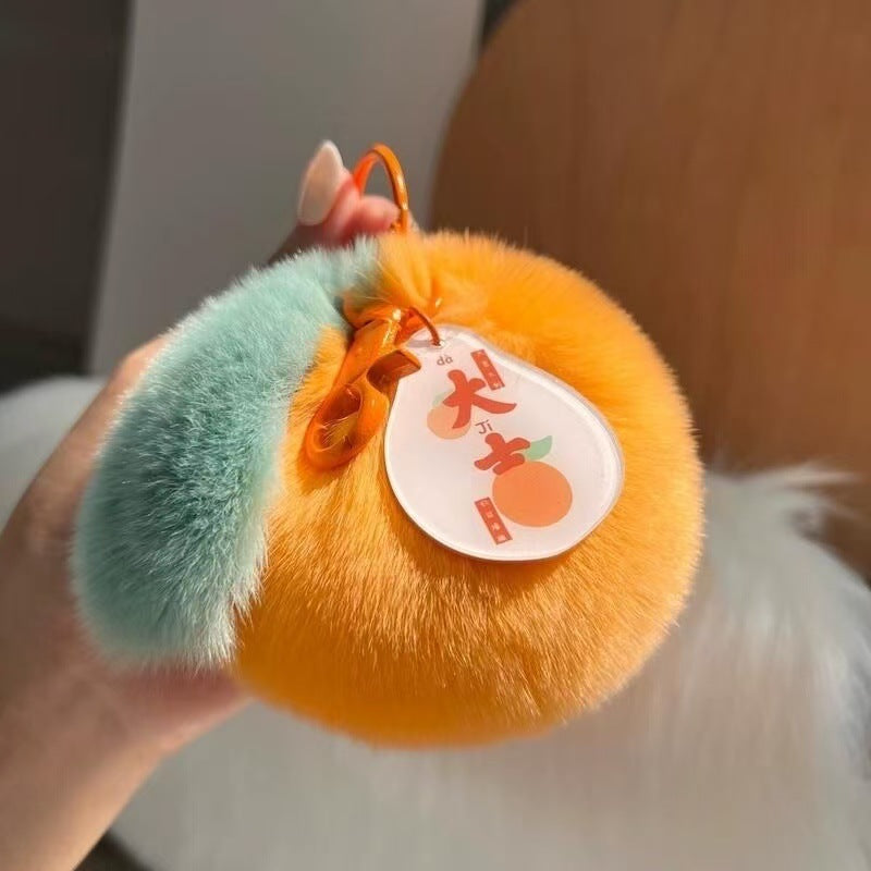 Wholesale National Trend Orange Plush Car Key Pendant Good Luck Gift Fashion Accessory