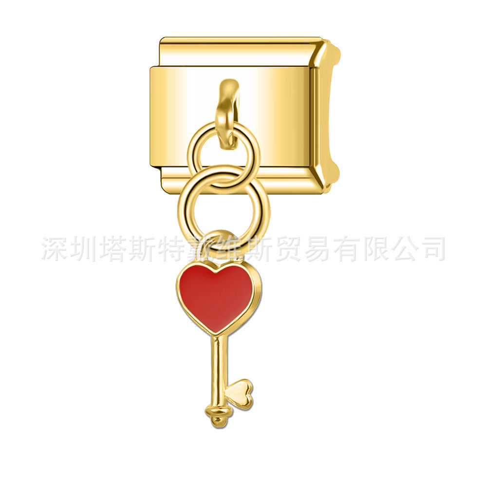 Wholesale 9mm Italian Charm Starter Bracelets DIY square Single Section Creative Stainless Steel Composable Bracelet