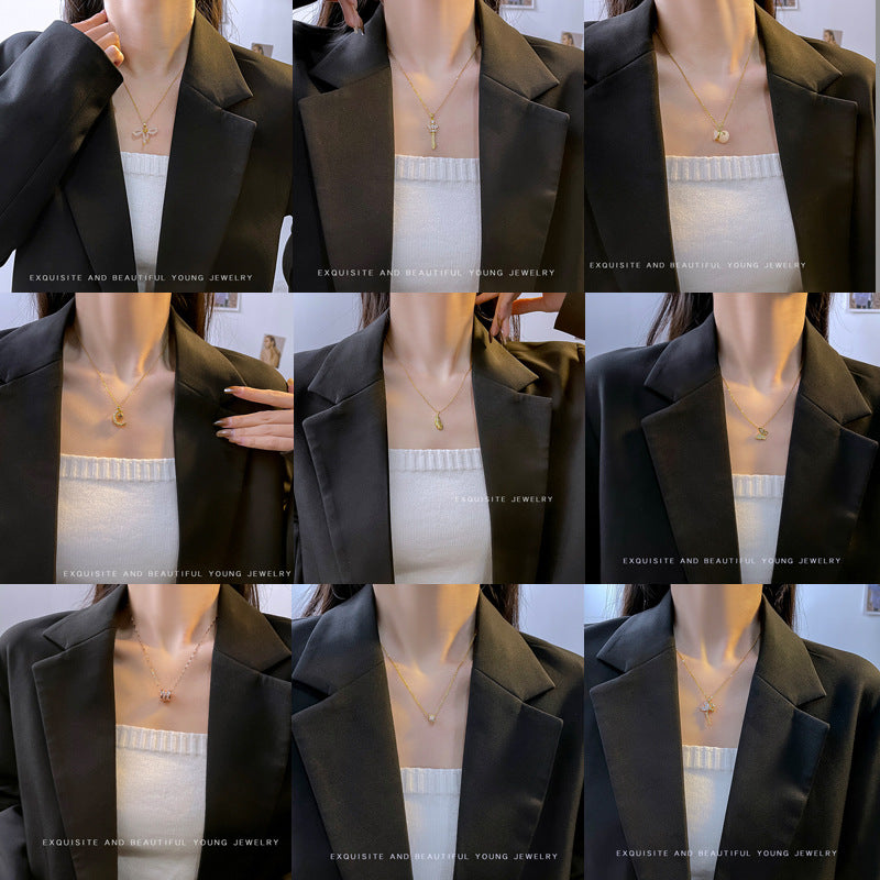 Wholesale Zircon Titanium Steel Necklace ACC-NE-Qingyan002