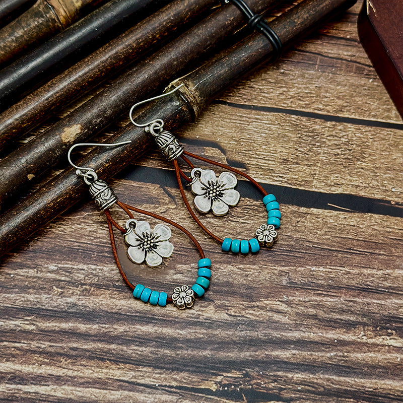 Wholesale Bohemian Retro Teardrop Dangle Stud Earrings with Tassels