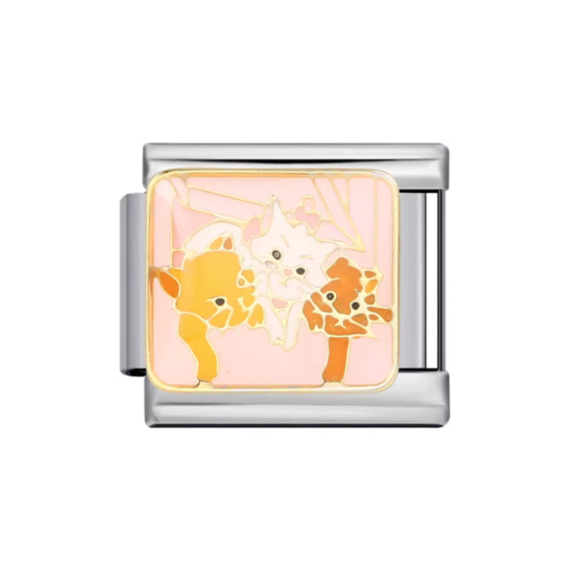 Wholesale 10pcs Italian Charm Bracelet 9mm DIY Splicing Removable Kitten Bear Stainless Steel Composable Bracelet