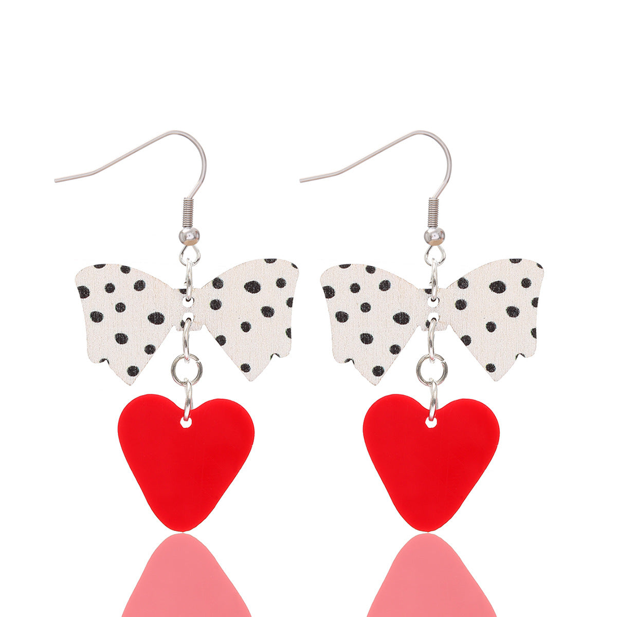 Wholesale Valentine's Day Heart Bow Round Acrylic Wooden Earrings