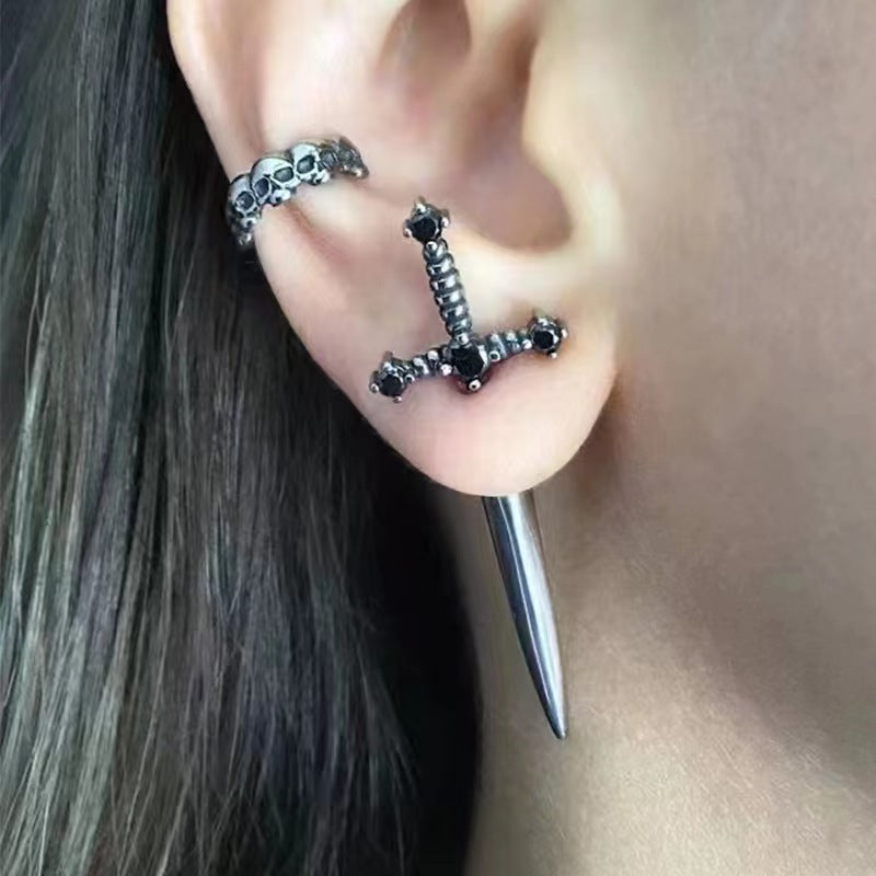Wholesale Gothic Exaggerated Dagger Crystal Earrings