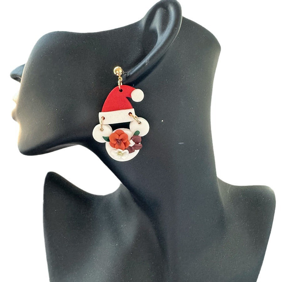 Wholesale Christmas  polymer clay red  soft clay earrings
