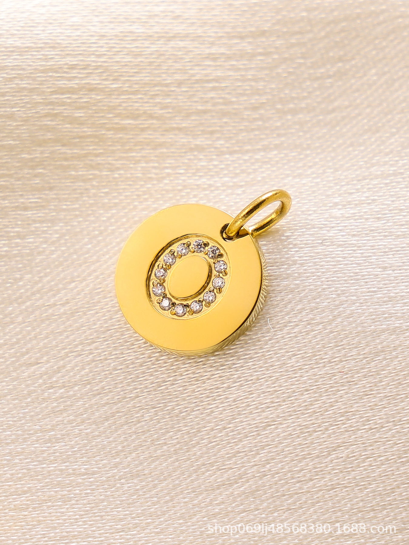 Wholesale  14K Round Brand Diamond Letter  Stainless Steel Pendant