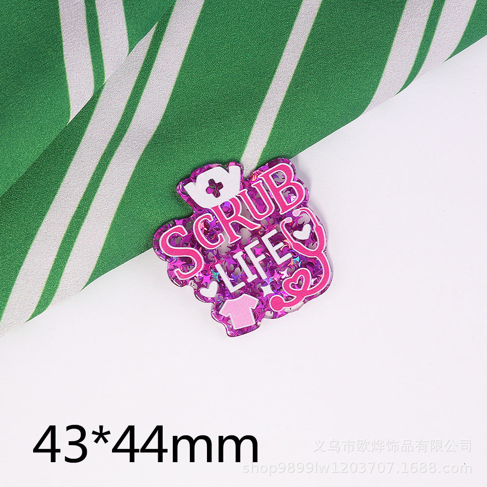 Wholesale 10pcs DIY Flatback Cartoon Medical Acrylic Flatback Badge Reels Retractable Keychain DIY Accessories ACC-FK-OuYe012