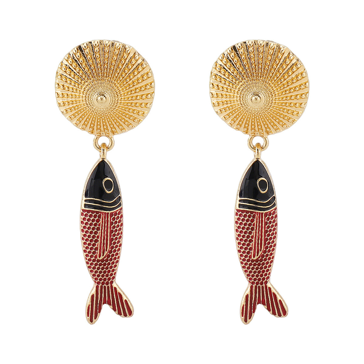 Wholesale Bohemian Personality Enamel Fish Pendant Earrings