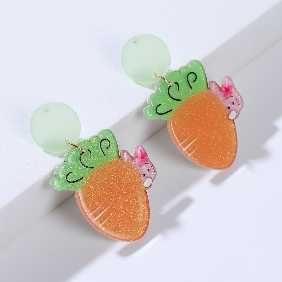 Wholesale Acrylic Cartoon Print Easter Bunny Egg Carrot Earrings
