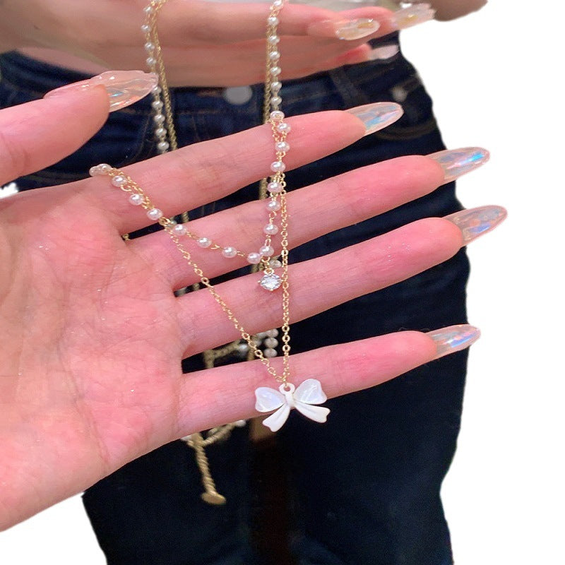 Wholesale Double Layer Butterfly Pearl Necklace  Luxury Necklaces