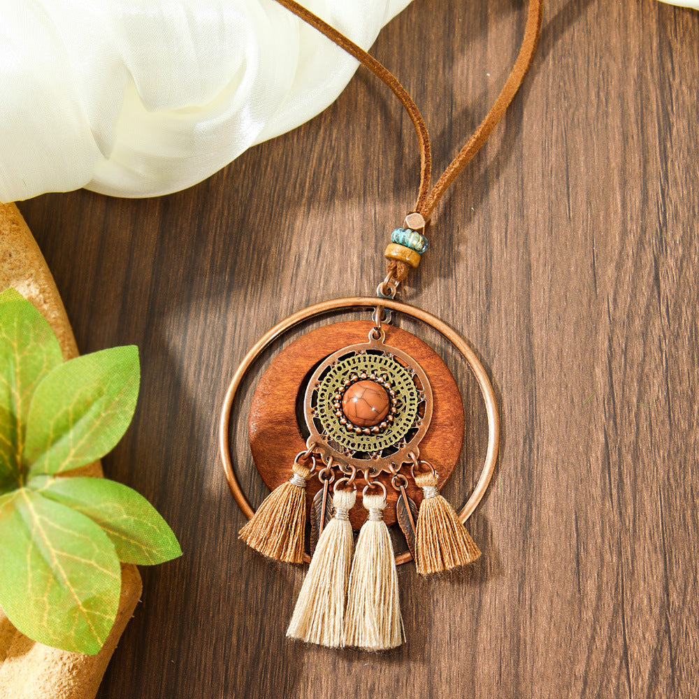 Wholesale Zinc Alloy Ethnic Style Necklace with Butterfly and Camellia Design Fashion Jewelry Accessory