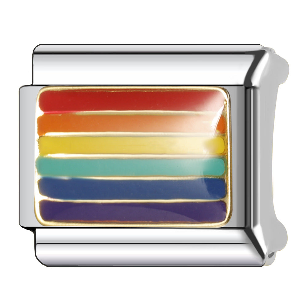 Wholesale Italian Charm Bracelet 9mm DIY Splicing Creative Pattern Stainless Steel Composable Bracelet