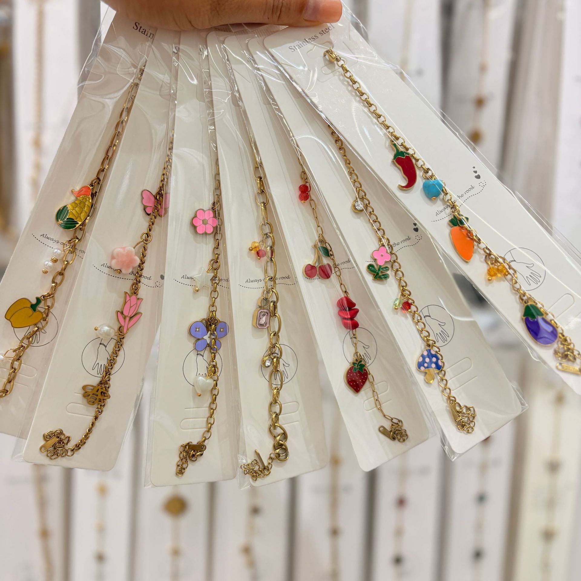 Wholesale Fashion Double Layer Titanium Steel Fruit Bracelet Gold-Plated Chic Gift