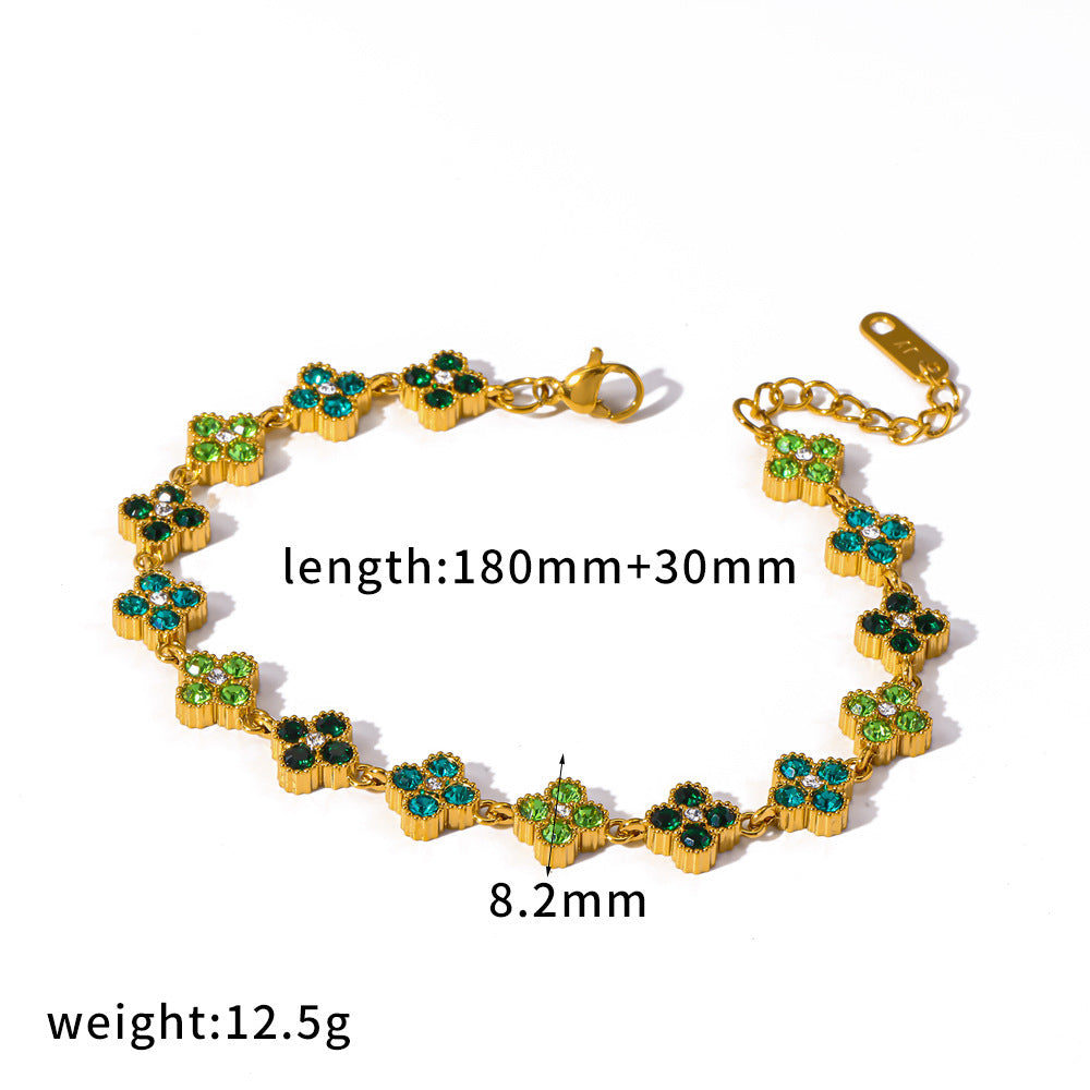 Wholesale Stainless steel bracelet inlaid with colored diamonds light luxury and high-end feel