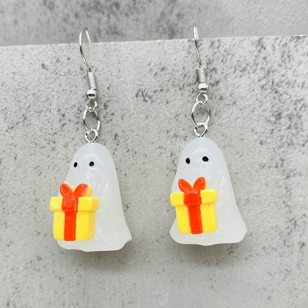 Wholesale Christmas Earrings 3D Three-Dimensional Luminous Ghost Christmas Tree Santa Earrings