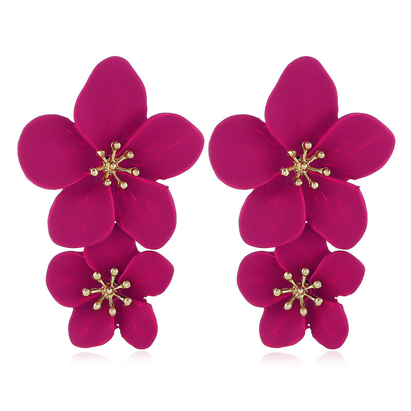 Wholesale  Fresh Flower Earrings Women's Bohemian Double-layer Long earring