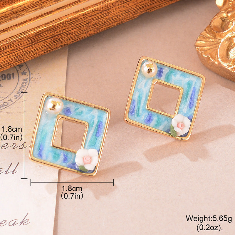 Wholesale Natural Pearl Earrings Geometric  Jewelry Accessories