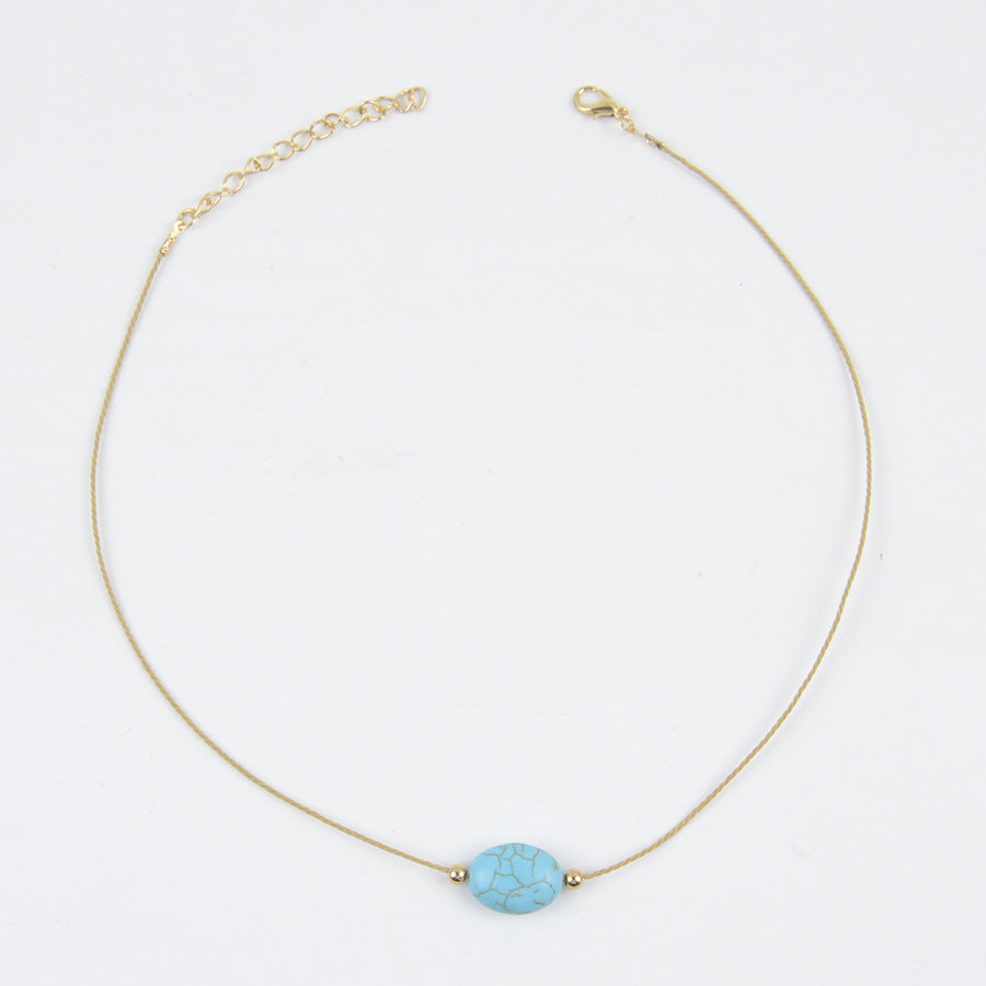 Wholesale Zinc Alloy Turquoise Pendant Necklace Bohemian Style Fashion Accessory for Women