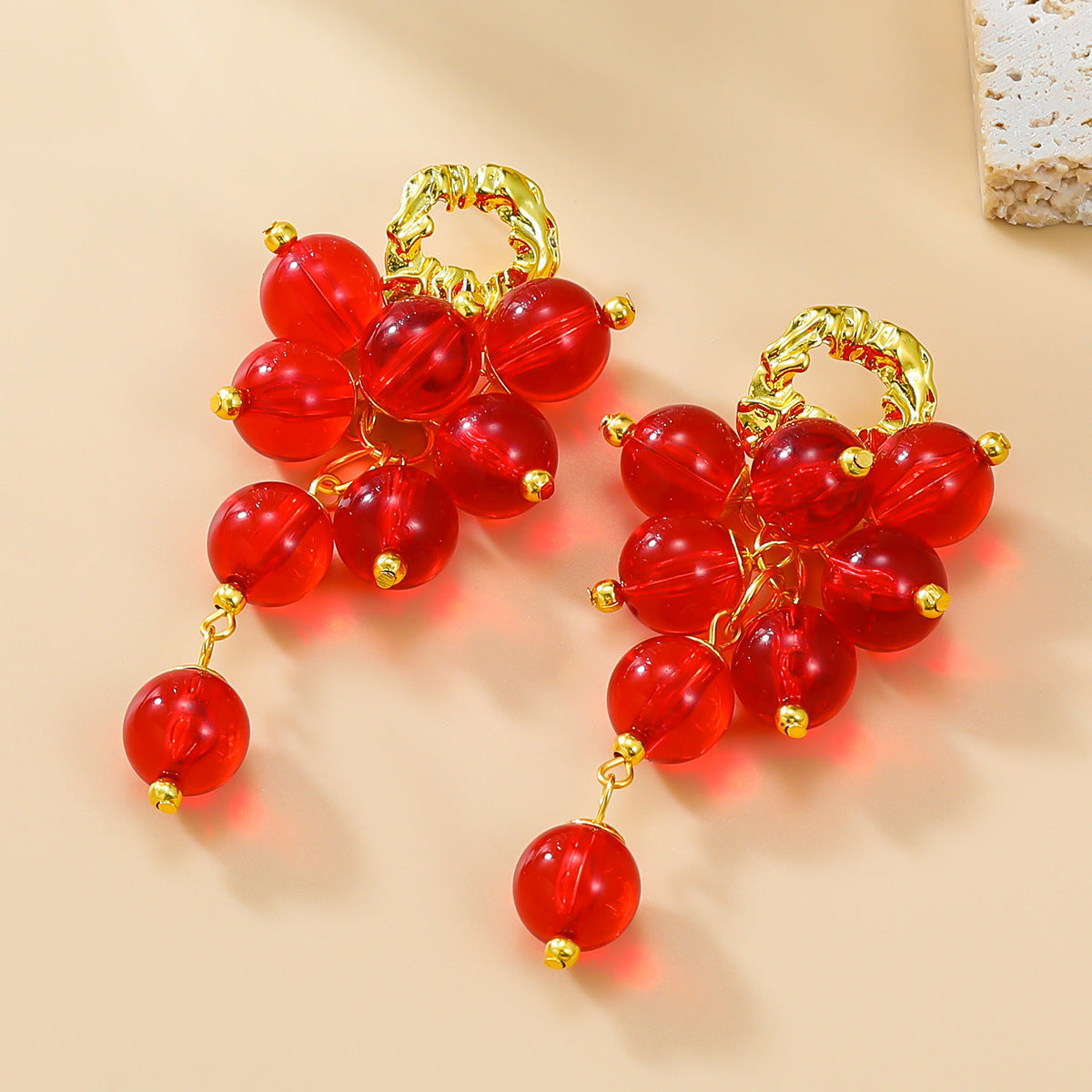 Wholesale multi-layered spherical resin braided floral alloy earrings ACC-ES-JL018