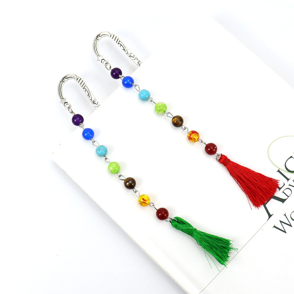 Wholesale Natural Colorful Crystal Beads Wool Tassel Bookmarks ACC-BM-HanX003