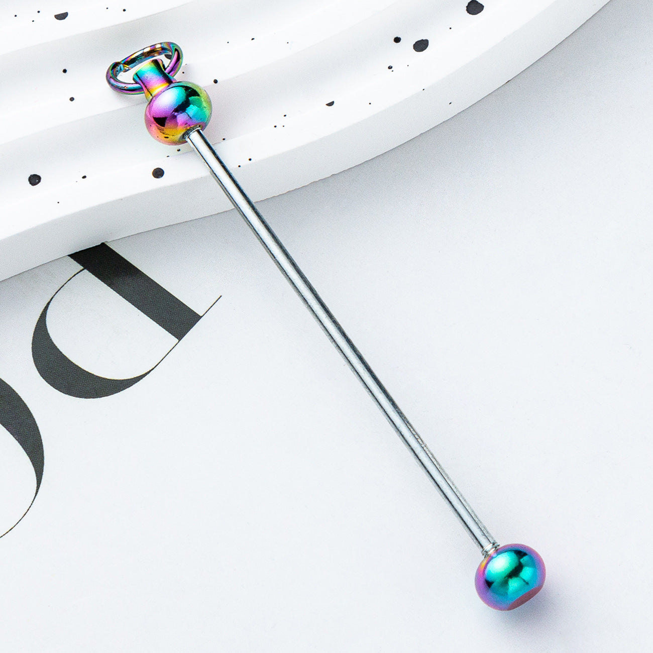 Wholesale Beadable Bar Colorful Candy Color DIY Beaded Metal Keychain Bar