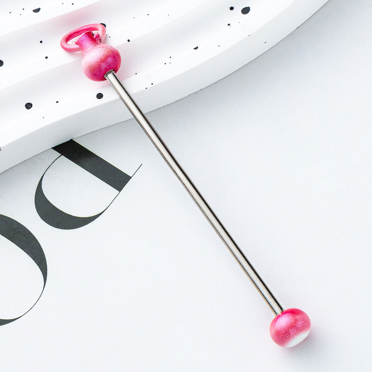 Wholesale Beadable Bar Colorful Candy Color DIY Beaded Metal Keychain Bar