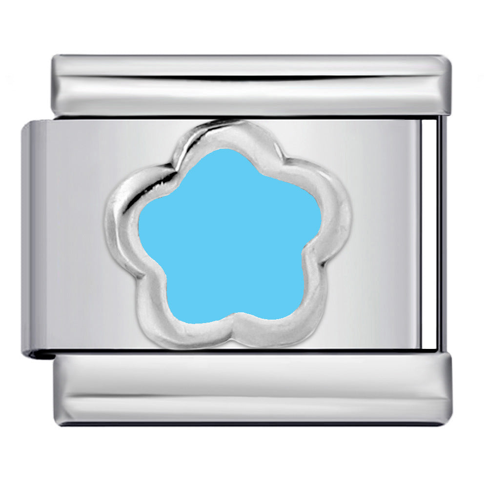 Wholesale Italian Charm Bracelet 9mm DIY Splicing Colored Oil-Drip Petals Stainless Steel Composable Bracelet