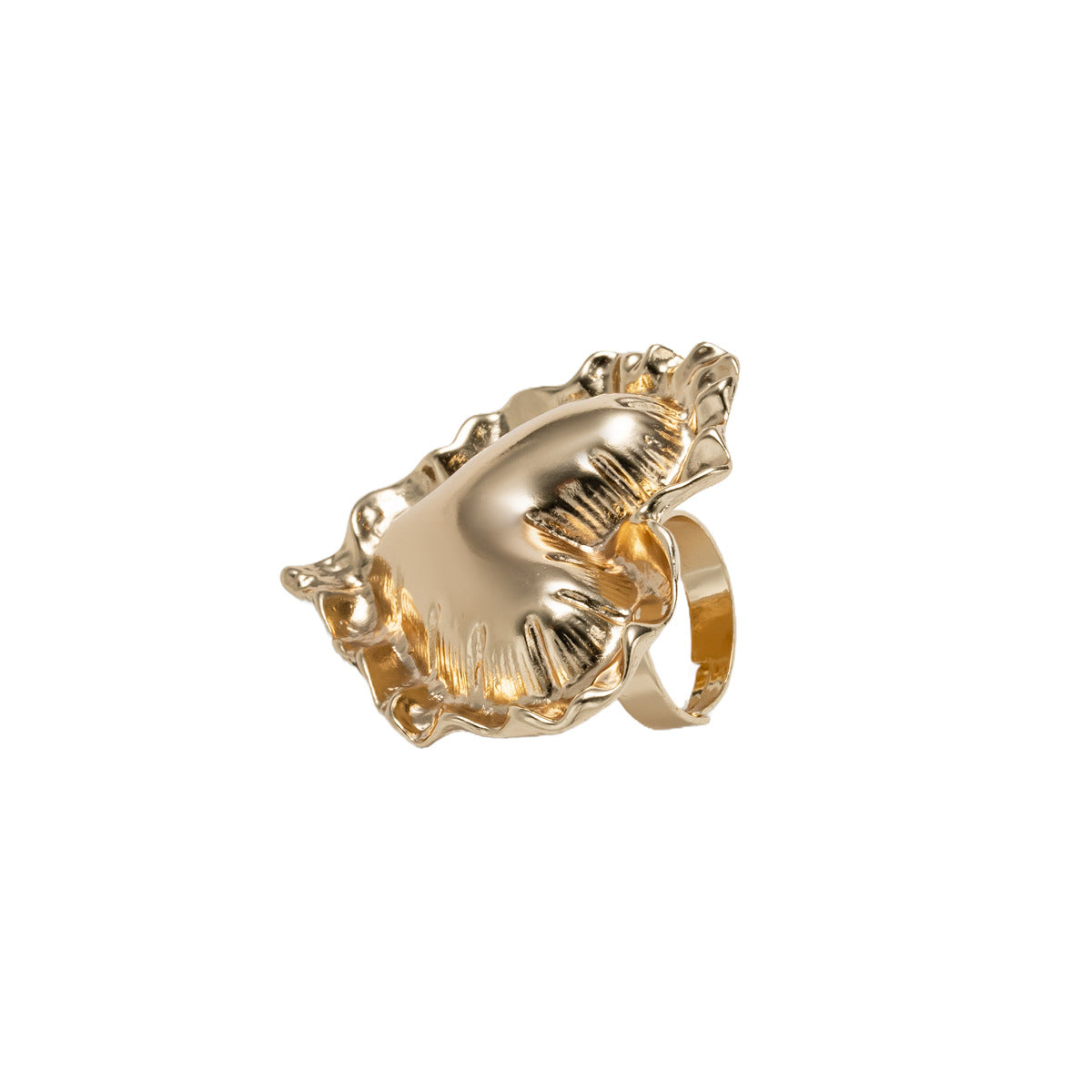 Wholesale  Retro Love Ring Exaggerated  Metal Pleated Lace Adjustable Open Ring