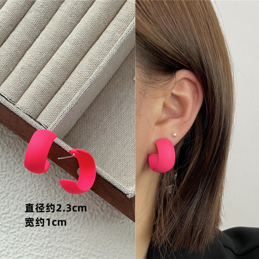 Wholesale Candy Color Geometric Square Circle C Shape Earrings