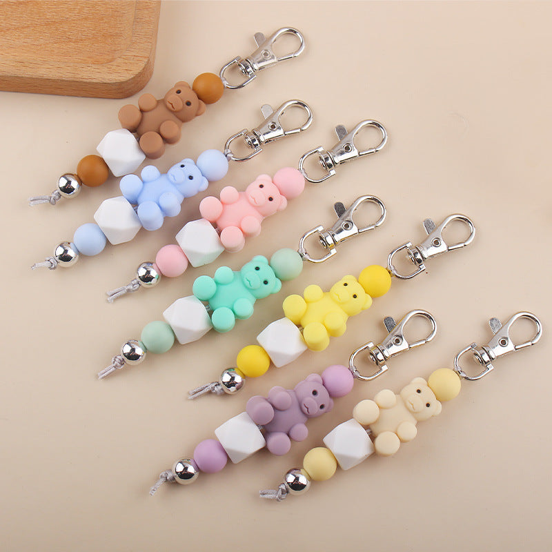 Wholesale Cartoon Bear Silicone Beaded Keychain Cute Keychain ACC-KC-GuangTian084