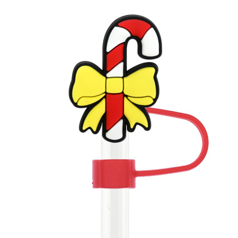 Wholesale Random 100pcs  Christmas series  10mm PVC Soft Straw Tube Cap