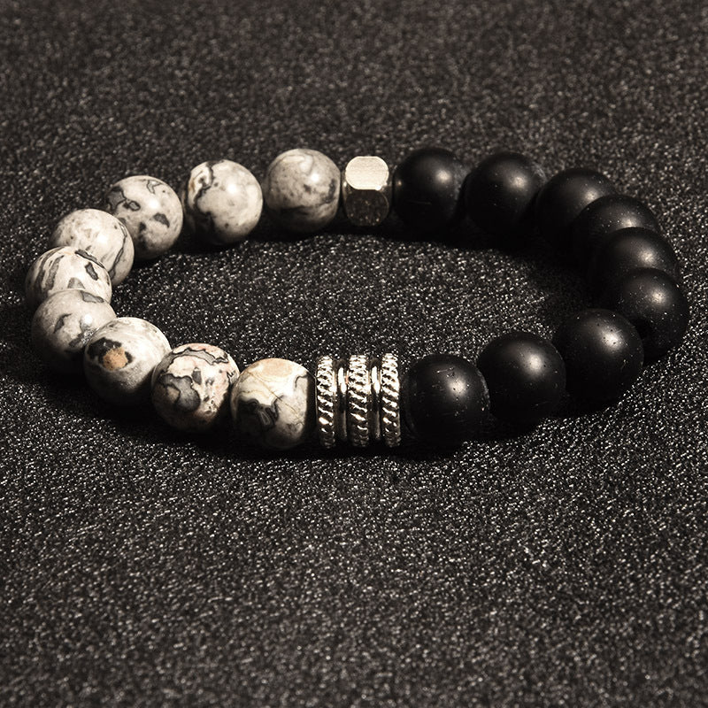 Wholesale Stainless Steel Men's Bracelet Tiger Eye Stone Volcanic Stone Bracelet ACC-BT-zhixiang014