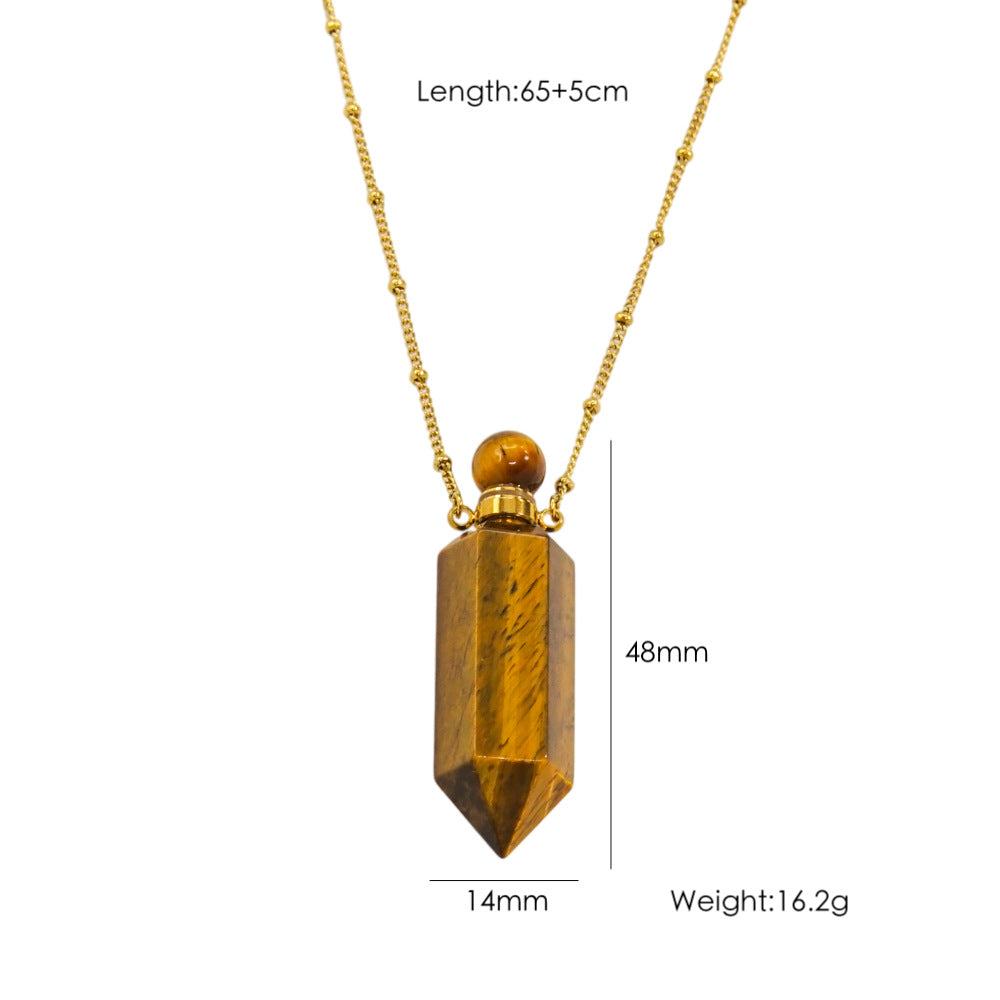 Wholesale Light Luxury Natural Stone Aroma Bottle Pendant Stainless Steel Necklace
