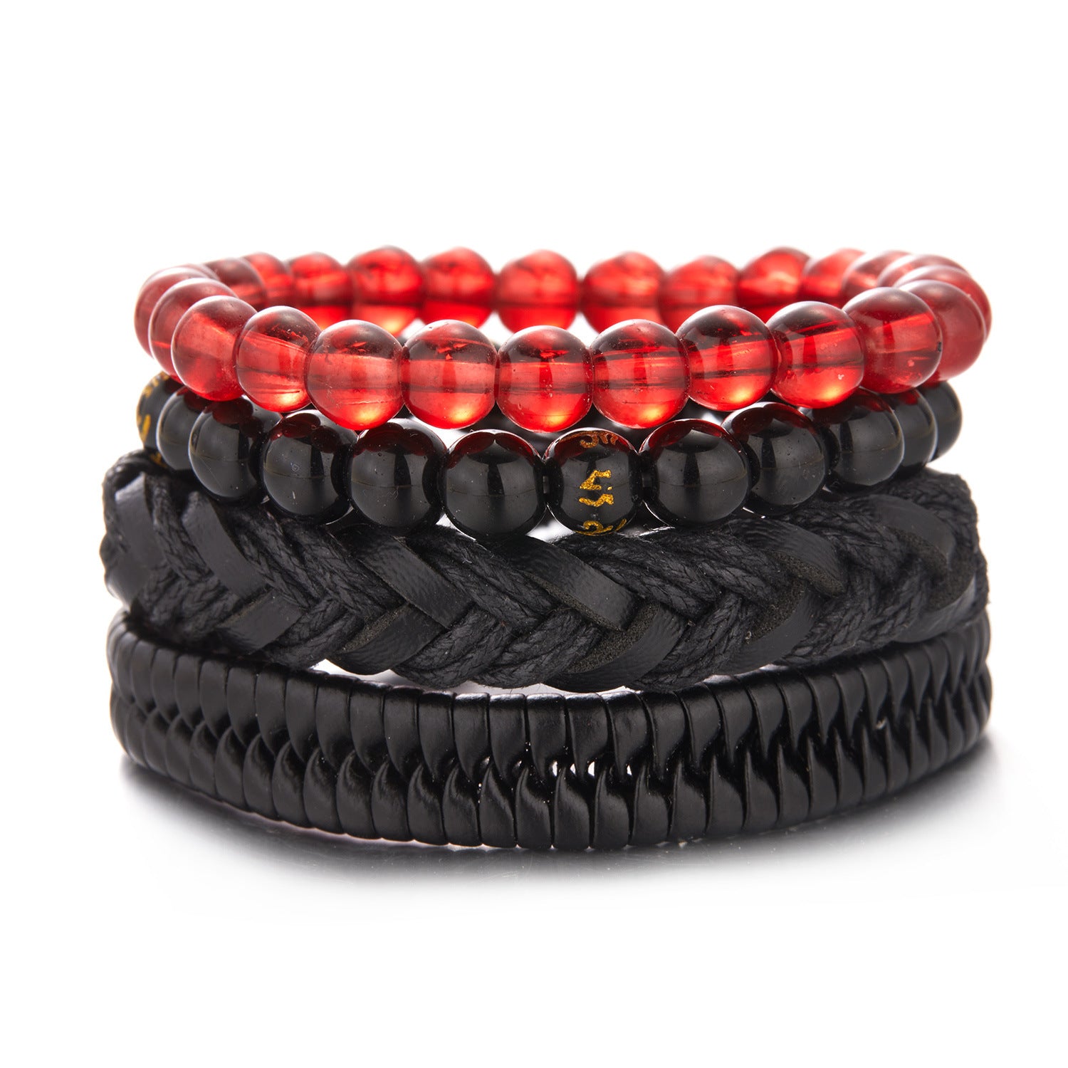 Wholesale  men's beaded leather bracelet  combination bracelet set