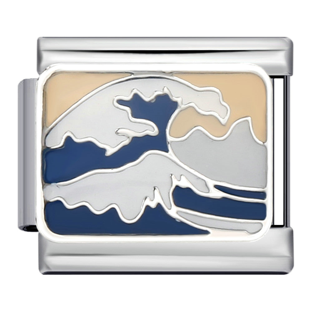 Wholesale  Italian Module Bracelet  Blue Ocean ElementsStainless Steel Welding Pattern DIY Charms