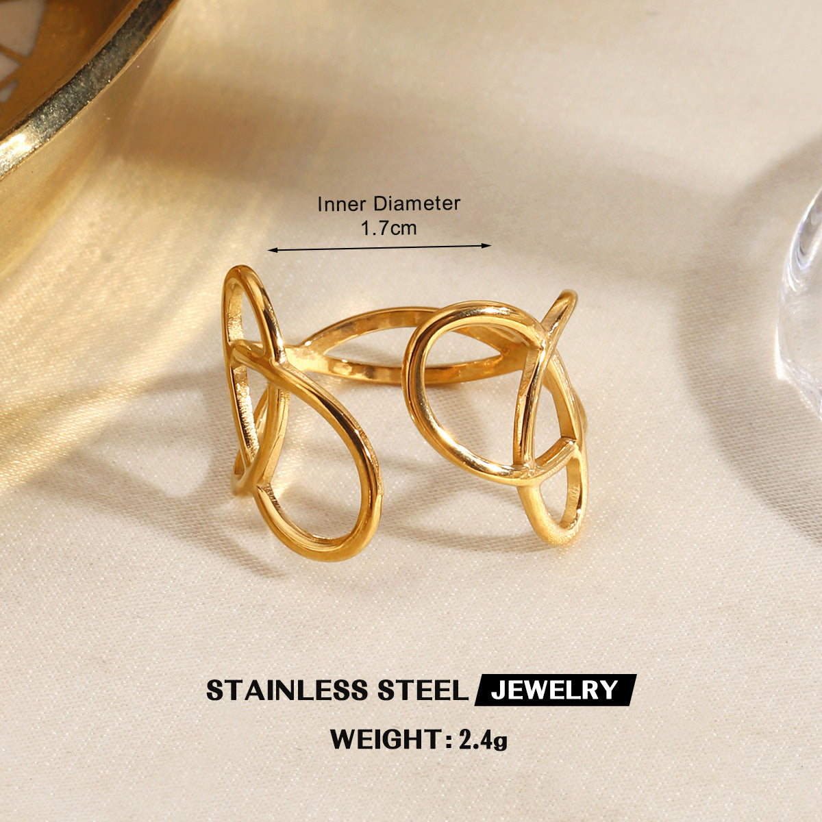Wholesale Trendy Stainless Steel Gold Sun Ring Irregular Design Jewelry Accessory