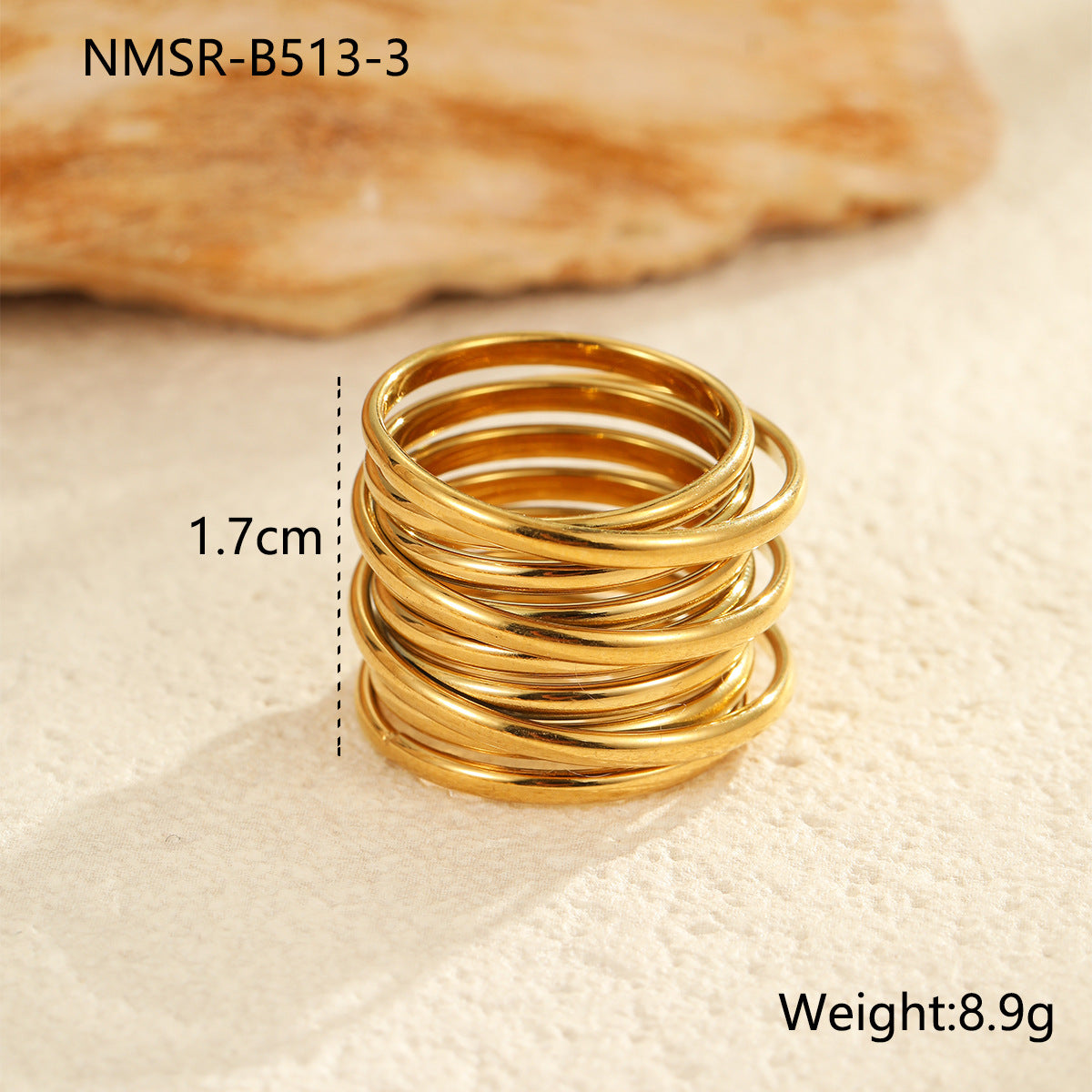 Wholesale Geometric Lines Metal Sense Stainless Steel Ring