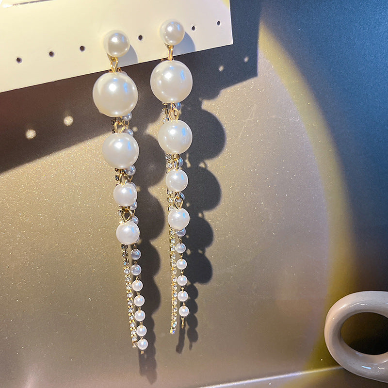 Wholesale Tassel Inlaid Diamond Butterfly Flower Pearl S925 Silver Needle Alloy Earrings ACC-ES-MDD011