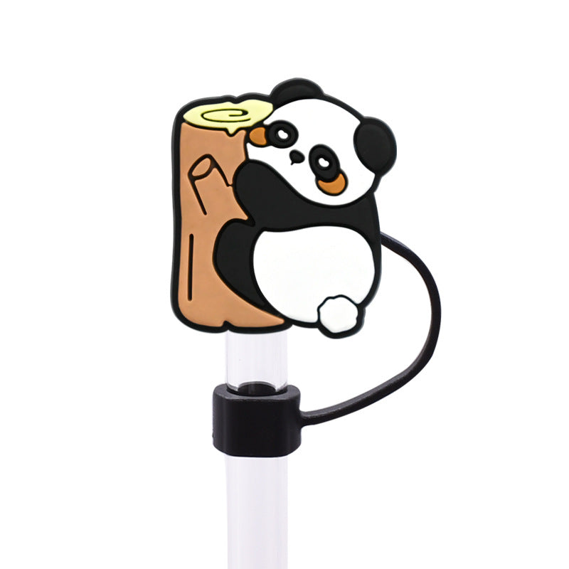 Wholesale Random 100pcs Cute Cartoon Panda Straw Cover 10MM Straw Tube Cap
