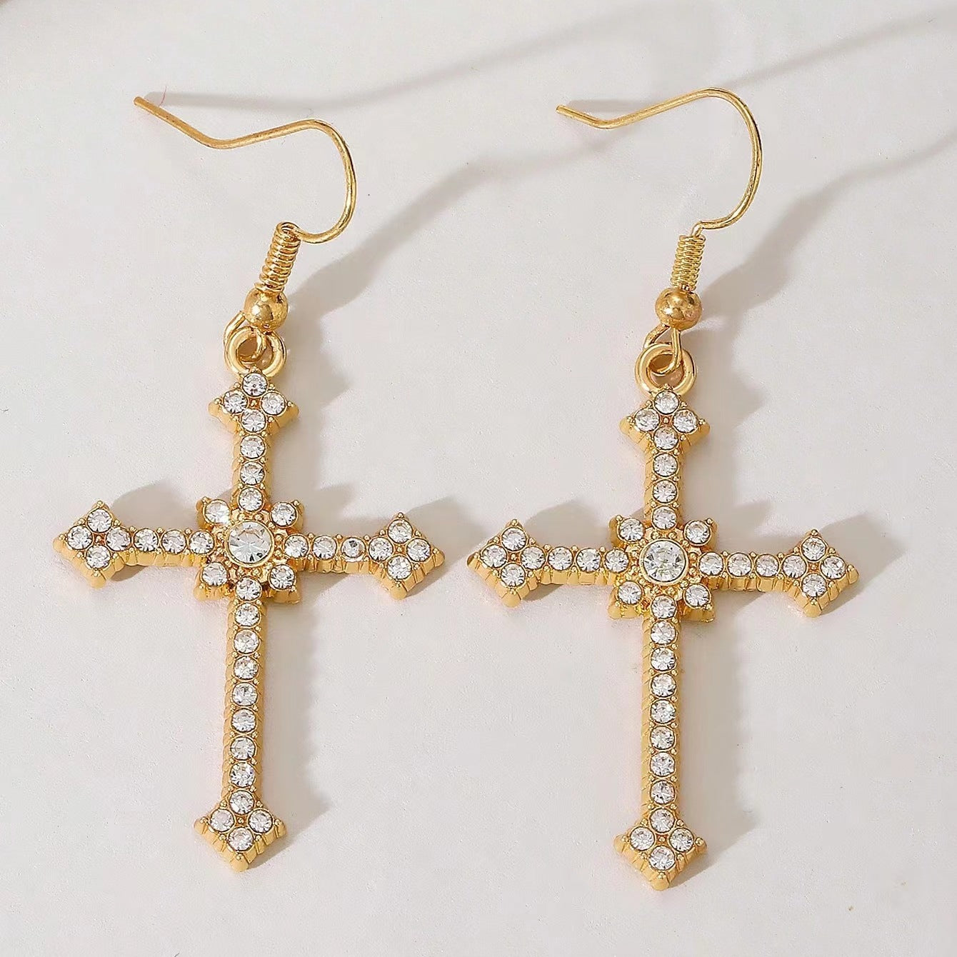 Wholesale Cross Gold-plated Zirconium Light Luxury Earrings ACC-ES-MY029