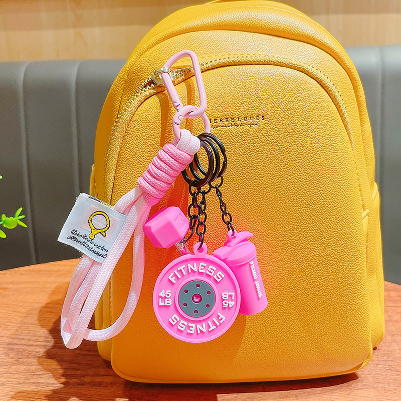 Wholesale Creative sports barbell keychains